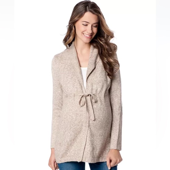 Motherhood Sweaters - Motherhood Tan marbled Cardigan Tie Front Sweater Size Medium